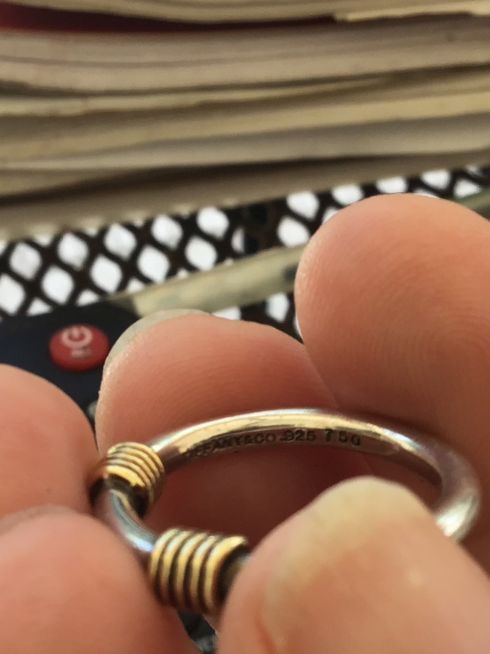 Tiffany Silver with gold coils ring size 5.75 - Picture 3 of 3